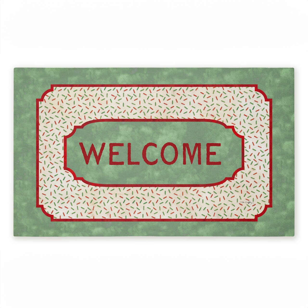 Welcome Festive Sprinkles Pattern Printed Outdoor Door Floor Mat, 18x30, Made in USA - Holiday Ready